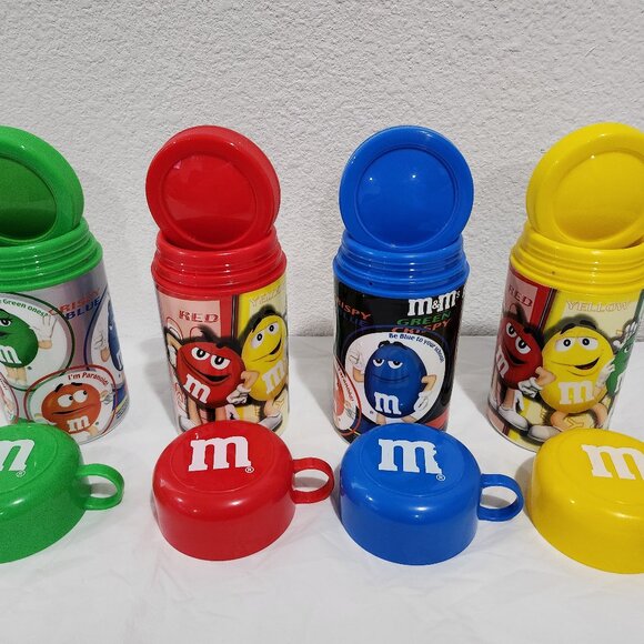 2002 Collectible M&M`s Insulate Thermos 11.5oz Lot Of 4. - Picture 1 of 10